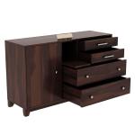 Bedosoft Furniture Solid Sheesham Wood Wooden Sideboard Cabinet & Chest of Drawers with 4 Drawer and 3 Shelve Storage | Multipurpose Storage Cabinet Rack for Bedroom Home Living Room
