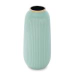 Light Blue Ribbed Ceramic Vase - Large