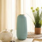Light Blue Ribbed Ceramic Vase - Large
