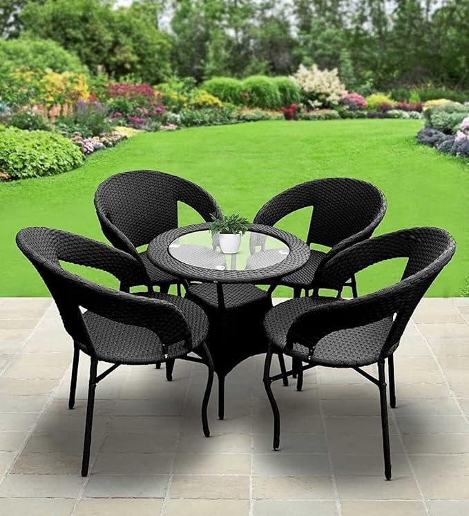 Corazzin Garden Patio Seating Chair and Table Set Outdoor Balcony Garden Coffee Table Set Furniture with 1 Table and 4 Chairs Set