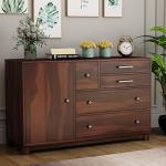 Bedosoft Furniture Solid Sheesham Wood Wooden Sideboard Cabinet & Chest of Drawers with 4 Drawer and 3 Shelve Storage | Multipurpose Storage Cabinet Rack for Bedroom Home Living Room