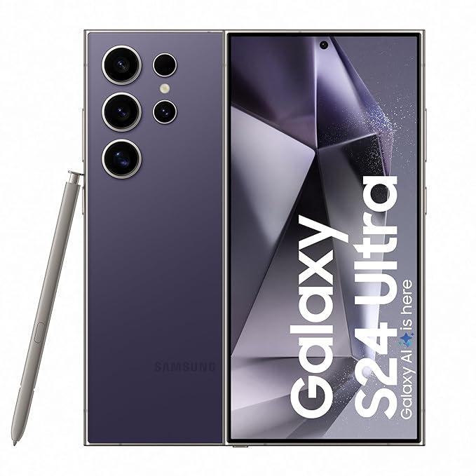Samsung Galaxy S24 Ultra 5G AI Smartphone with Galaxy AI (Titanium Violet, 12GB, 256GB Storage), Snapdragon 8 Gen 3, 200 MP Camera with ProVisual Engine and 5000mAh Battery